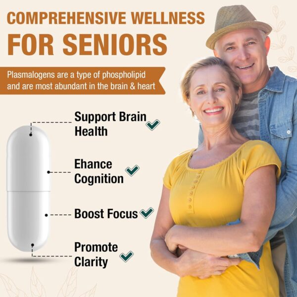 Liposomal Brain Supplements for Memory and Focus - Plasmalogen with Curcumin & Vitamin E for Better Absorption- Suitable for Seniors,Adult Men & Women Cognitive Health,High Potency 60 Servings