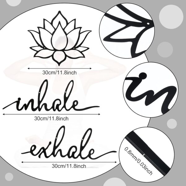 Inhale Exhale Wall Art Yoga Meditation Decor Lotus Flower Wall Art Yoga Sign Decorative Black Metal Meditation Decoration Spiritual Decor for Living Room Bedroom Decor