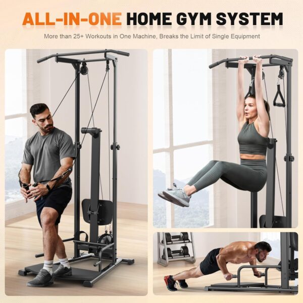 Compact Home Gym, Foldable Rowing Machines for Home Gym, Full Body Strength Training with Pull Up Station, Power Rack, LAT Pulldown Machine, Cable Machine for Home Workout