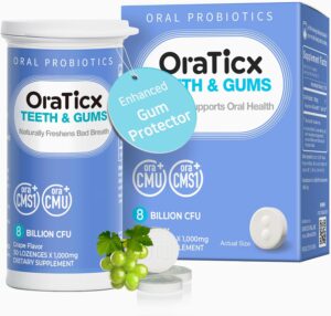 Teeth & Gums Dental Probiotic, Naturally Supports Oral Health and Immunity, Oral Probiotics Supplement 8 Billion CFU, Grape Flavor 30 Lozenges 1-PK