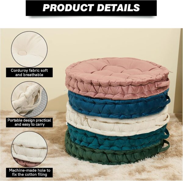 Meditation Floor Pillow, Large Floor Seat Cushion,23.6inch Round Floor Pillows Seating for Adults,Solid Thick Meditation Cushion with Handle for Yoga Balcony Living Room Tatami Outdoor
