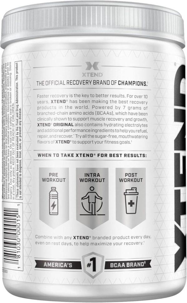 Xtend XTEND Original BCAA Powder 7g BCAA and 2.5g L-Glutamine, Sugar Free Post Workout Muscle Recovery Drink with Amino Acids for Men & Women, 30 Servings