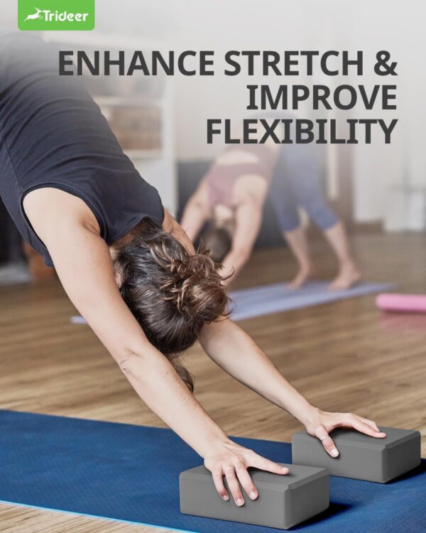 Trideer 9"x6"x3" Yoga Blocks, High Density EVA Foam Blocks 2 Pack, Supportive, Lightweight & Odor Resistant, Yoga Essentials and Accessories for Yogi & Yogini