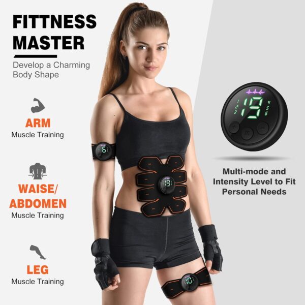 ABS Stimulator Workout Equipment, Ab Machine USB Rechargeable Gear for Abdomen/Arm/Leg, Strength Training Equipment for Men and Women