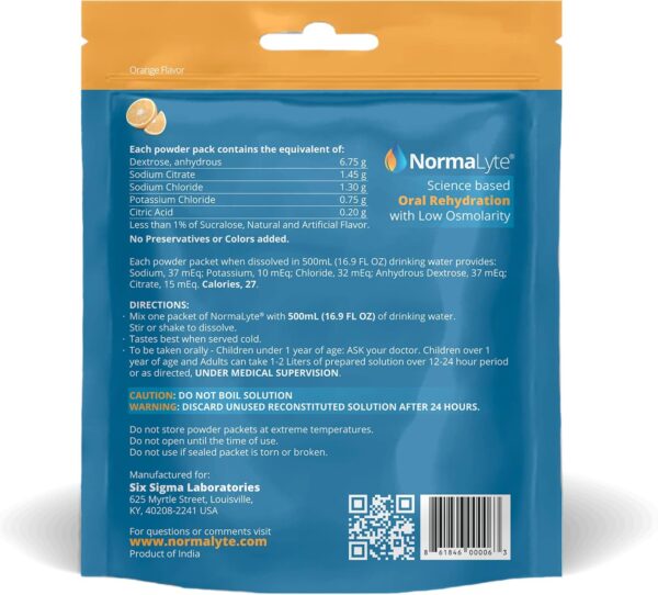 NormaLyte Oral Rehydration Salts-Helps dietary management of POTS Syndrome symptoms- 1 Pouches -30 Sticks (Yields 500mL per Pack)-Orange| Energy Supplements, Potassium Supplement, Dehydration Recovery
