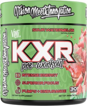 K-XR Pre-Workout Energy Powder | Intense Energy Pre-Workout Drink for Men and Women| Creatine Free | Improves Performance - Enhanced Focus & Increased Endurance | 30 Servings (Sour Watermelon)