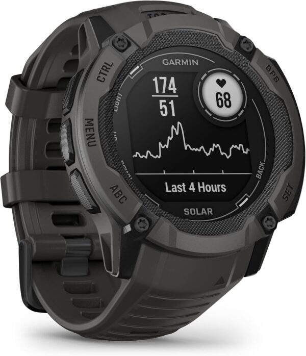 Garmin Instinct 2X Solar, Rugged GPS Smartwatch, Built-in Flashlight, Solar Charging Capability, Multi-Band GNSS, Graphite