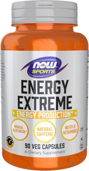 NOW Foods Sports Nutrition, Sports Energy Extreme with B Vitamins and other cofactors such as Chromium, Magnesium Malate and Carnitine, 90 Veg Capsules