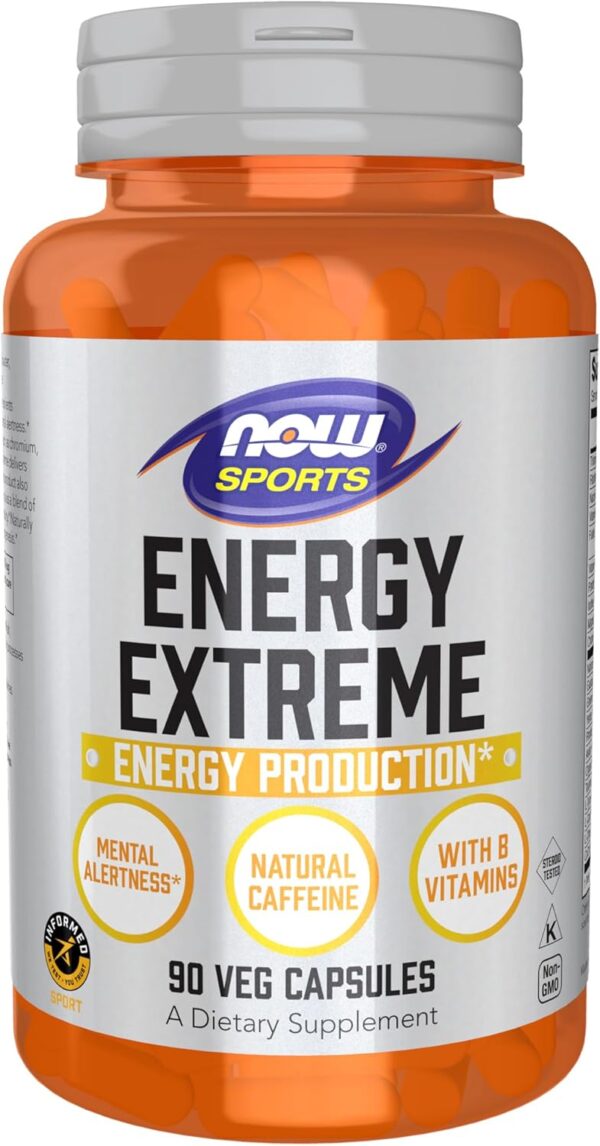NOW Foods Sports Nutrition, Sports Energy Extreme with B Vitamins and other cofactors such as Chromium, Magnesium Malate and Carnitine, 90 Veg Capsules