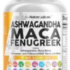 Clean Nutraceuticals Ashwagandha Maca Root Fenugreek Supplement with Tongkat Ali Ginseng - Assists with Stress, Mood & Thyroid - Ashwagandha Capsules Fenugreek Caps - 1 Pack