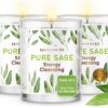 Magnificent 101 Set of 3 Long Lasting Pure Sage Smudge Candles - 42-Hour Burn, 3.5 Oz Each, Soy Wax, Sage Cleansing for House Energy, Meditation & Manifestation