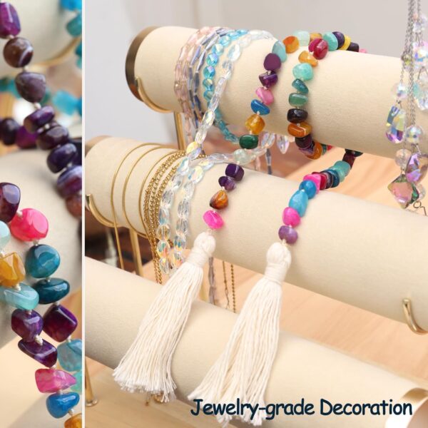 Agate Stone Hand Knotted Garland Modern Farmhouse Rustic Table Home Decor, 30inch Meditation Accessories with Tassel, Prayer Healing Beads Boho Wall Shelf Hanging Decoration (Deep Multicolor)