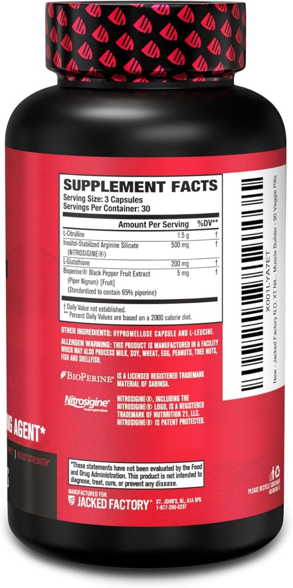 Jacked Factory N.O. XT Nitric Oxide Supplements for Men w/Nitrosigine L Arginine L Citrulline Supplement for Muscle Pumps & Vascularity - Pre Workout Nitric Oxide Booster & Muscle Builder - 90 Caps
