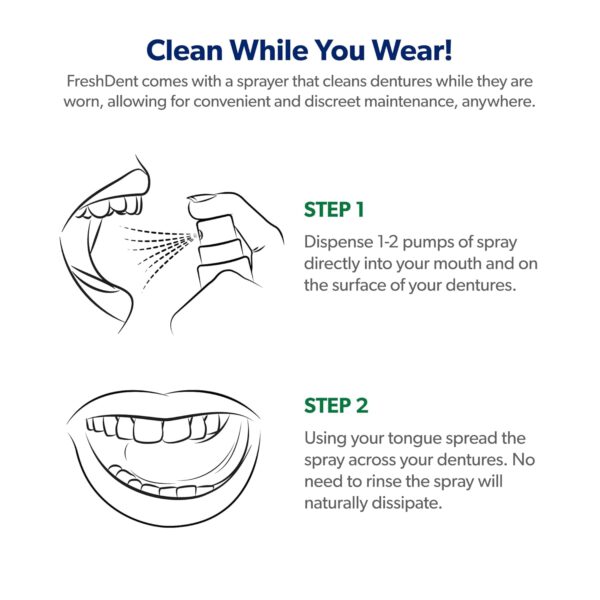 71DNCcZ92ZL._SL1500_.jpg EverSmile FreshDent Denture and Partial Denture Cleaner + Teeth Whitening Spray – Travel Size Alternative to Cleaning Tablets That Eliminates Bacteria and Fights Bad Breath – 50ml + 10ml Pack