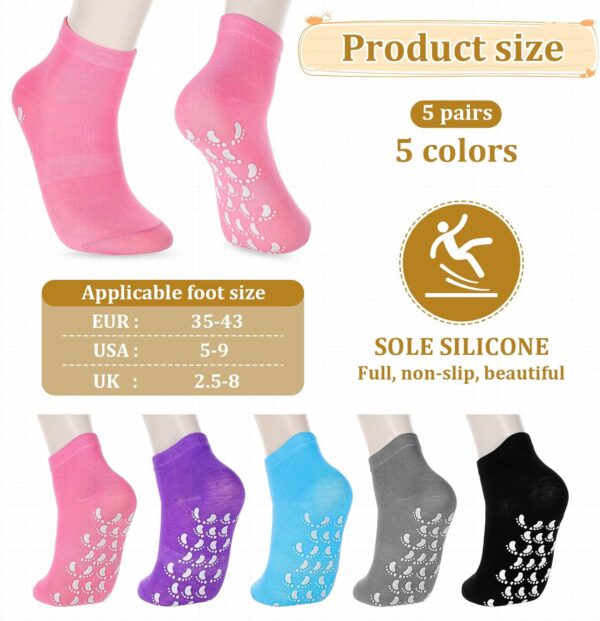 5 Pairs Yoga Socks with Grips for Women, Non Slip Socks for Women, Pilates Socks with Grips, Non Slip Pilates Grip Socks, Yoga Pilates Anti Skid Socks, Non Slip Barre Hospital Socks