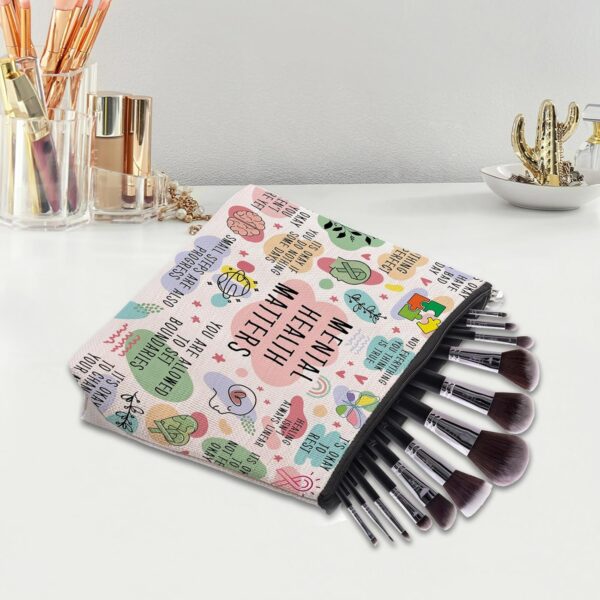 Mental Health Gifts Makeup Bag, Mental Health Awareness Gift, Positive Thinking Daily Affirmation, Positive Quotes Mental Health Matters Cosmetic Bag for Women