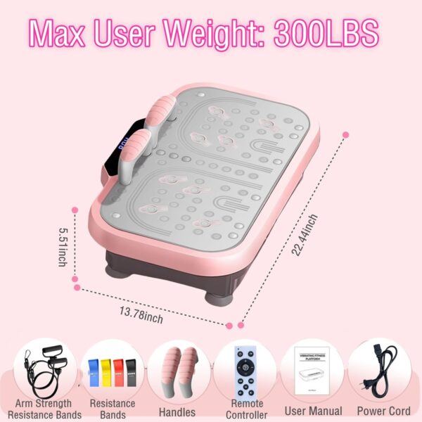 Vibration Plate Exercise Machine, Vibrate Fitness Platform for Weight Loss 120 Speeds Whole Body Workout Equipment with Resistance Bands Handles for Women Men Home Sport Gym