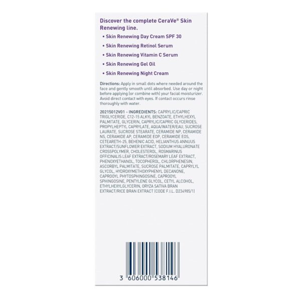 CeraVe Skin Renewing Gel Oil, Daily Hydrating Serum For Face With CeraPlex & Hyaluronic Acid, Gel Moisturizer For Face Hydrates & Smooths Skin, Non-Greasy, Fragrance Free & Non-Comedogenic, 1 Ounce