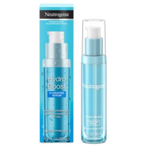 Neutrogena Hydro Boost Hydrating Hyaluronic Acid Serum for Face & Neck, Fast Absorbing Daily Facial Moisturizing Serum Quenches Dry Skin for Hydrated, Glowing Skin, Oil-Free, Non-Comedogenic, 1 fl. oz