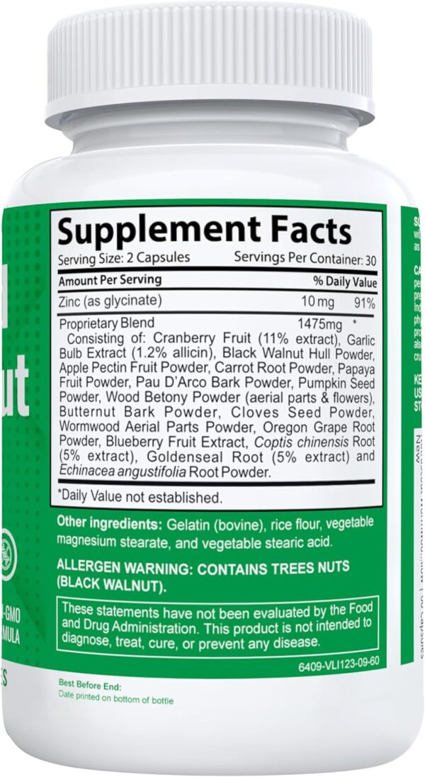 Wormwood, Black Walnut & Clove Complex | Whole Body Detox Cleanse | Lab Tested, USA Made, Non-GMO, Easy to Swallow | 60 Capsules