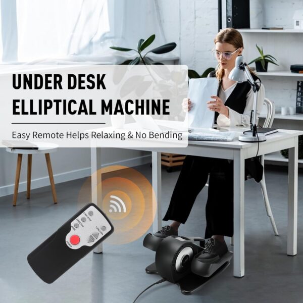 Under Desk Elliptical Machine, Ellipse Leg Exerciser for Seniors Adults, Adjustable Speeds Elliptical Trainer with Remote Control, Quiet & Portable Mini Seated Pedal Exerciser for Home Office Use