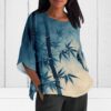 Linen Shirt for Women Crew Neck 3/4 Sleeve Tunic Blouses Casual Loose Fall T-Shirt Tops for Ladies Summer S-5XL