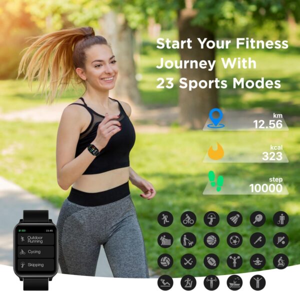 BENIO Smart Watchs for Men Fitness Tracker Pedometer Watch Heart Rate Monitor Android Smart Watch for iPhone Compatible