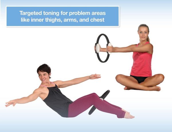 AeroPilates Magic Circle Pilates Ring with Workout DVD for Mat & Reformer Workouts - Fitness Ring Pilates Circle w/Padded Foam Grips - Arms, Chest and Inner Thigh Exercise Equipment
