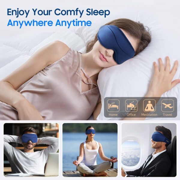 Sleep Mask, 2 Packs Premium Eye Mask for Sleeping, Total Blackout, Superior Soft Comfort, Upgraded 3D Ergonomic Designed Sleeping Mask for Home, Office, Travel, Meditation, Yoga, Blue & Pink