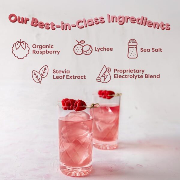 FlavCity Raspberry Lychee Electrolytes Drink Mix, 28 On-The-Go Stick Packs - Healthy Electrolytes Powder Packets Made with Real Fruit - Keto Powdered Drink with No Added Sugar, Gluten-Free