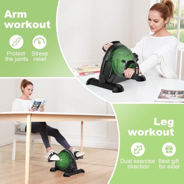 Mini Exercise Bike, Under Desk Bike Pedal Exerciser for Arm/Leg Exercise, Adjustable Resistance with LCD Screen Display for Home/Office Workout