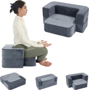 MABOZOO Meditation Chair with Back Support, 3 Shapes Floor Pillow Meditation Cushion Removable Washable for Sitting on Floor