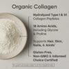 Sports Research­® Organic Collagen Peptides - Hydrolyzed Type I & III Collagen Protein Powder Made Sustainably from Grass-Fed Cows - Unflavored - 30 Servings