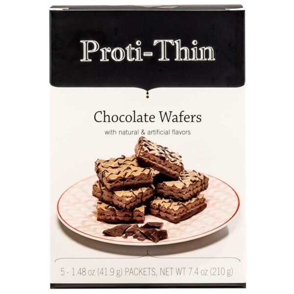 Proti-Thin High Protein Chocolate Wafer Squares, 15g Protein, Low Calorie, Low Sugar, Aspartame Free, Diet Wafer Bars, Healthy Snack, 2 Wafers per Serving, 5 Count Box