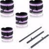 Spreader Bar Heavy Duty Stainless Steel Expandable Black Bar with 4pcs Furry Black Adjustable Strap,Sports Aid Training Fitness Gear Pilates Aid Kit, Home Indoor Yoga Set