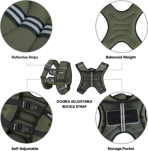 APEXUP Weighted Vest Men 5lbs/10lbs/15lbs/20lbs/25lbs/30lbs Weights with Reflective Stripe, Weighted vest for Women Workout Equipment for Strength Training Running