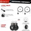 71EdqR7X7jL._AC_SL1500_.jpg Mikolo Upgraded Weight Lift Pulley System - LAT Pulley Attachments with Adjustable Length Cable for Full Body Training, Home Gym Set, 2023 Version