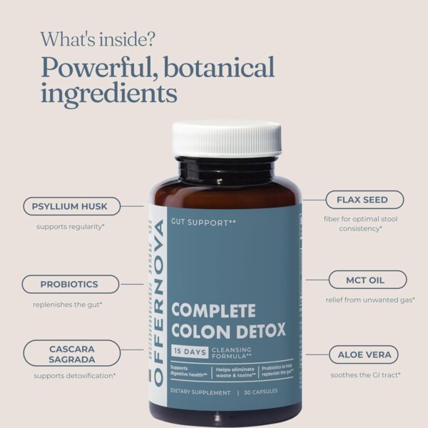 Complete Colon Detox 15 Days 30 Capsules, All Natural Colon Cleanser for Bloating and Constipation Relief for Women & Men, Advanced Gut Cleanse Detox