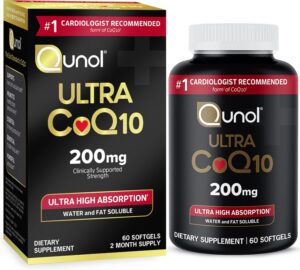 Qunol CoQ10 200mg Softgels, Ultra CoQ10 - Ultra High Absorption Coenzyme Q10 Supplements - Antioxidant Supplement for Vascular and Heart Health & Energy Production - 2 Month Supply - 60 Count