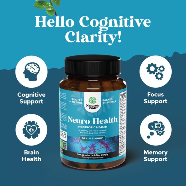 Advanced Nootropic Brain Supplement for Memory and Focus Enhancement - Synergetic Mental Energy and Focus Supplements for Cognitive Enhancement - Vitamins for Mind Memory & Brain Health - 45 Servings