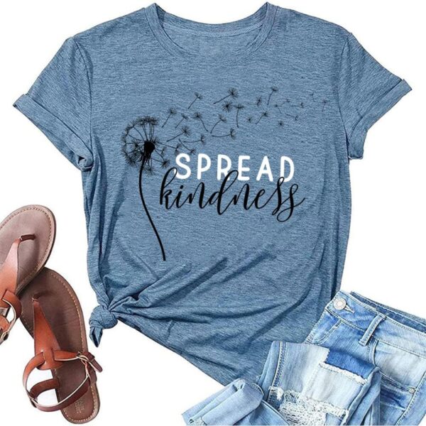 Women's Summer Spread Kindness T Shirts for Women Dandelion Graphic Loose Tees Crew Neck Short Sleeve Casual Printed Cute Top