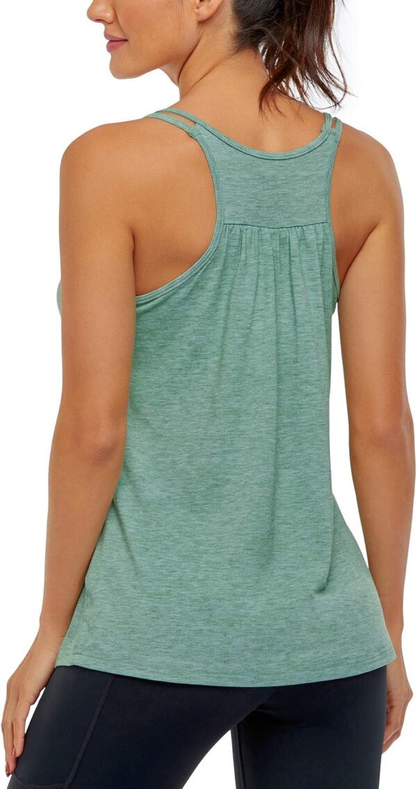 Hibelle Women's Workout Yoga Racerback Tank Tops with Built in Shelf Bra