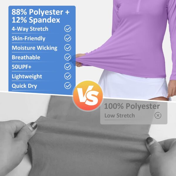 Women's Golf Polo Long Sleeve Workout Tops V Neck UPF 50+ Sun Protection Quick Dry Lightweight Active Tennis Shirts