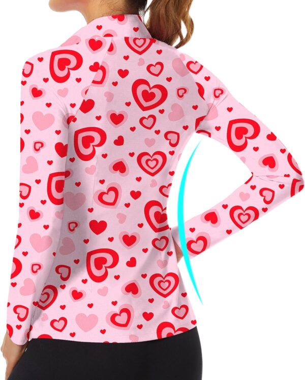 WOWENY Women's Long Sleeve Athletic Shirts Quarter Zip Pullover Collared T-Shirt Workout Print Tennis Top