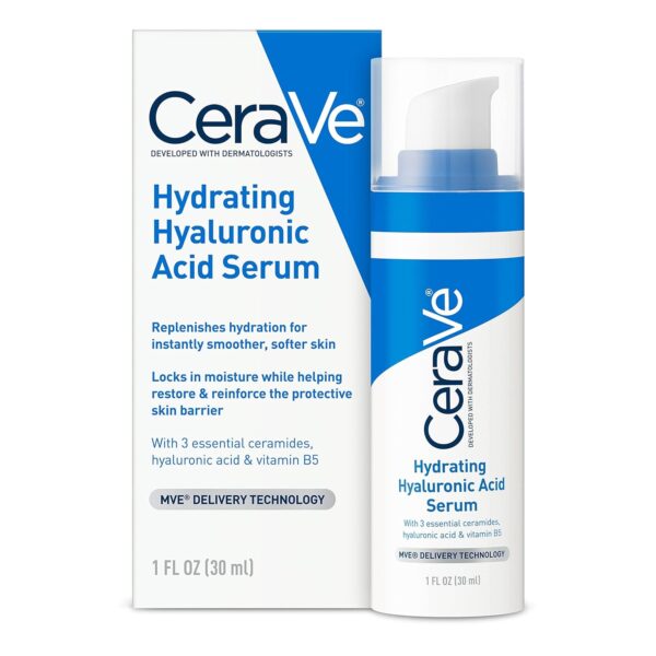 71F1mXunJEL._SL1500_.jpg Cerave Hyaluronic Acid Serum for Face with Vitamin B5 and Ceramides, Hydrating Face Serum for Dry Skin, Fragrance Free, 1 Ounce