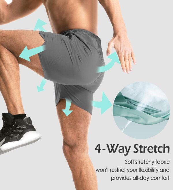 Aolesy Men's Gym Shorts Linerless & Liner - 5" Quick Dry Workout Running Shorts with Zip Pockets Sports Athletic Shorts