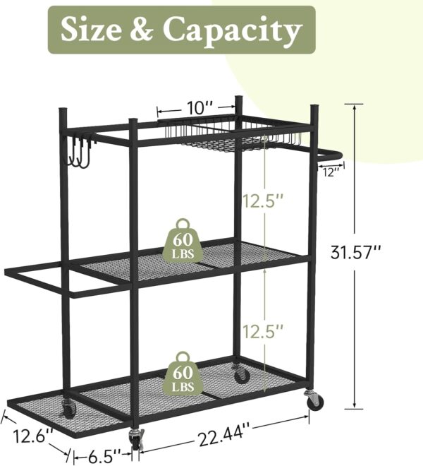 Hadulcet Yoga Mat Storage Rack, Stable Home Gym Storage for Dumbbells, Kettlebell, Workout Equipment Storage Organizer with Removable Hooks, Yoga Mat Holder for Easy to Move