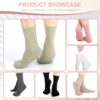 Pilates Yoga Socks with Grips for Women - Crew Length Ballet Barre Socks - Sticky Workout Hospital Socks