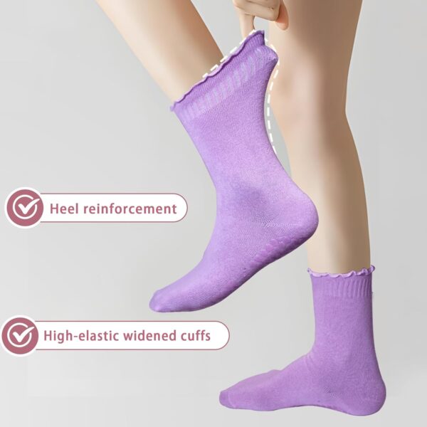 SkiBeaut Pilates Yoga Grips Socks, 4 Pairs Non Slip Skid Women Reformer Hospital Sticky Socks for Elderly Pregnancy Lady