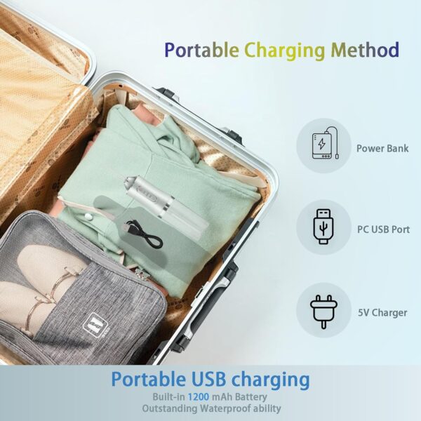 Water Dental Flosser Teeth Irrigator with 3 Modes Cordless Water Teeth Cleaner with 4 Replace Sprinkler Head IPX7 Waterproof Rechargeable Portable for Travel Home Braces Bridges Care